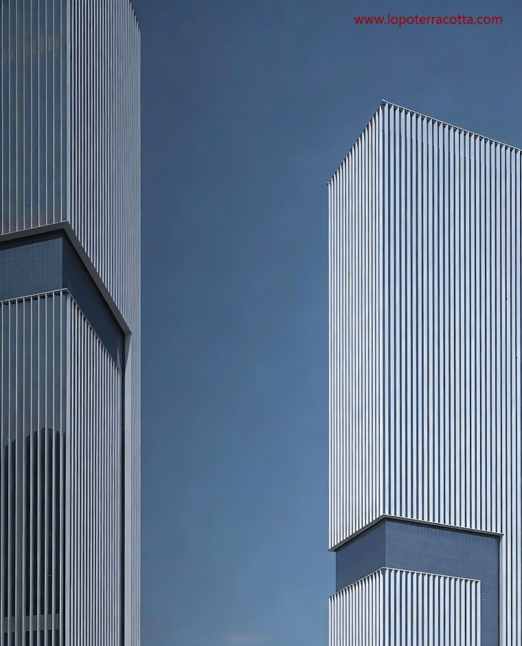 Close view showing the engineered ceramic cladding system designed for high-altitude wind performance. Close view showing the engineered ceramic cladding system designed for high-altitude wind performance.