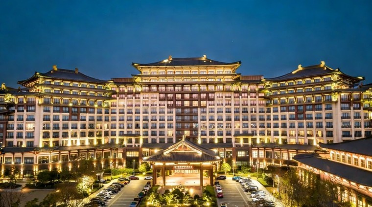 Facade rhythm and vertical articulation in a cultural resort hotel