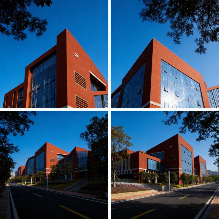 architectural terracotta baguette sunscreens in office building facade